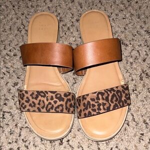 a new day Brown and Leopard Print Sandals